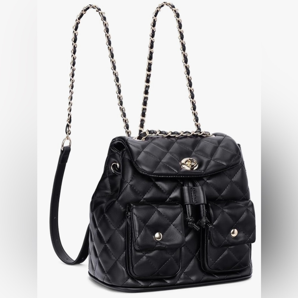 Small Black Quilted Women's Backpack